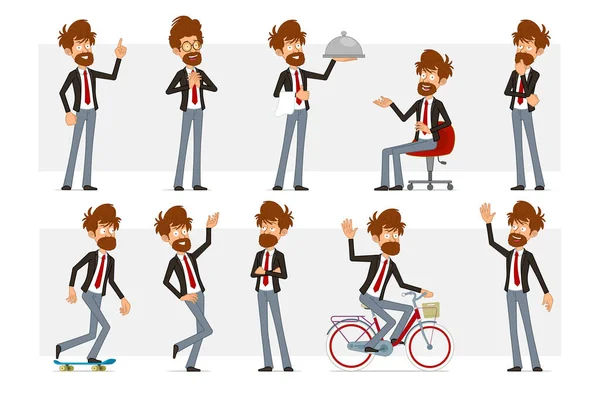 Cartoon flat funny bearded man character set — Stockvektor