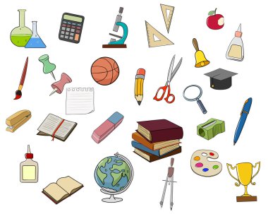 Okul doodle simgeler