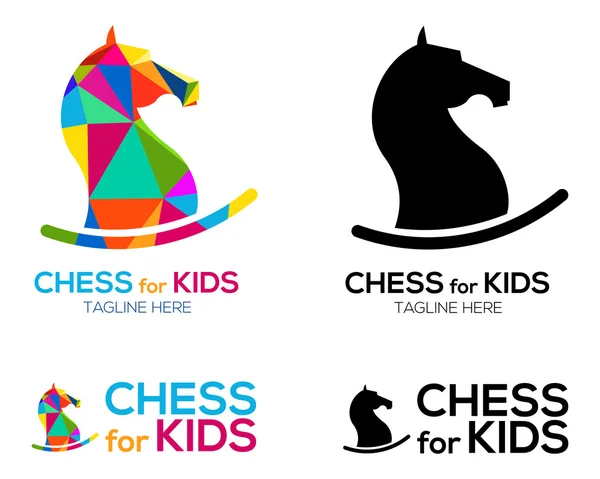 Cavaliere di scacchi cavallo Logo design per bambini — Vettoriale Stock