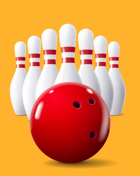 Reális Bowling Labdák Csapok — Stock Vector