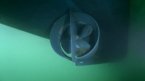 Propeller på fartyg, under vattnet. — Stockvideo