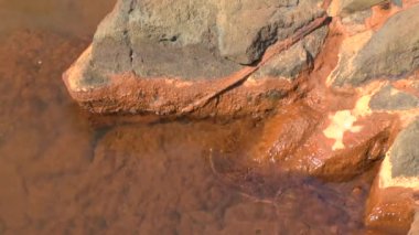 Kıyı taşlar demir oksit ile kaplıdır.