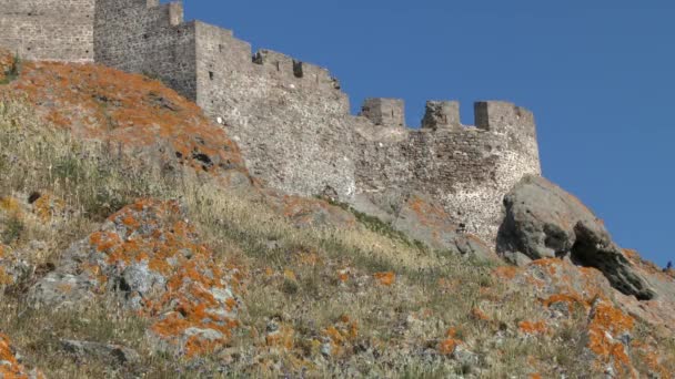 Ancient fortress on the rock. — Stock Video