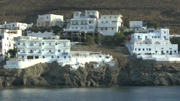 Houses of Greek coastal town. — Stock Video