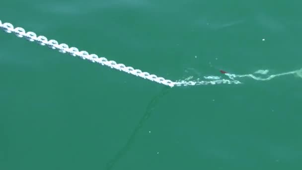 Якорная цепь попадает в воду . — стоковое видео