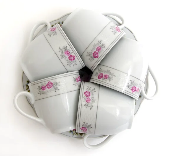 Tazas de té vintage con flores — Foto de Stock