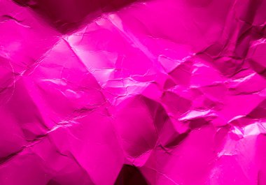 Parlak, pembe, buruşuk bir kağıt tabakası düz olmayan yüzeyinde karmaşık bir ışık ve derin gölgeler yaratıyor. Bu anlamlı dokulu soyutlama cesur modern arka planlar yaratmak için mükemmeldir.,