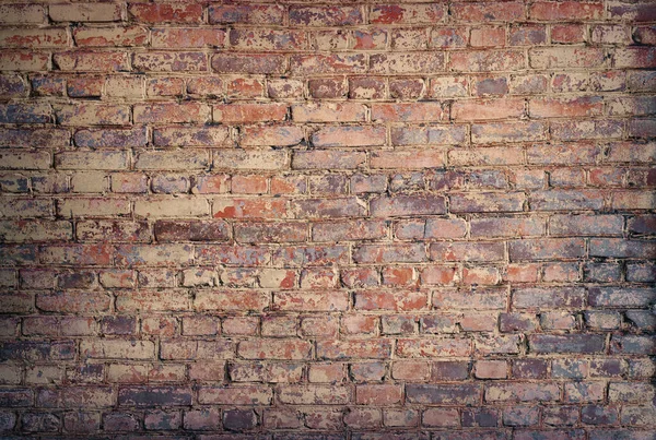 Eski Renkli Tuğla Duvar Soyulmuş Boya — Stok fotoğraf