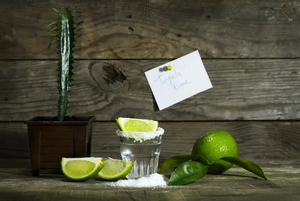 Tequila with lime and salt — Stock Photo, Image