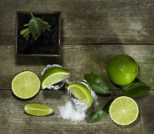 Tequila with lime and salt