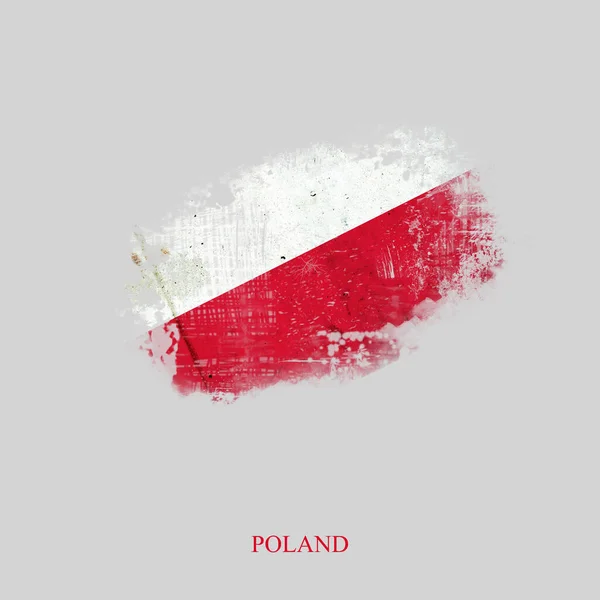 波兰的大旗 在灰色背景旗上隔离 — 图库照片