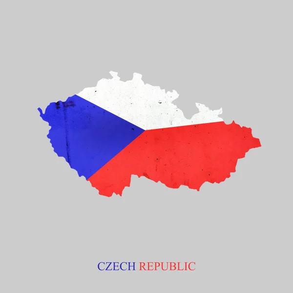 Прапор Чехії Вигляді Карти Чеської Республіки Ізольовані Сірому Фоні — стокове фото