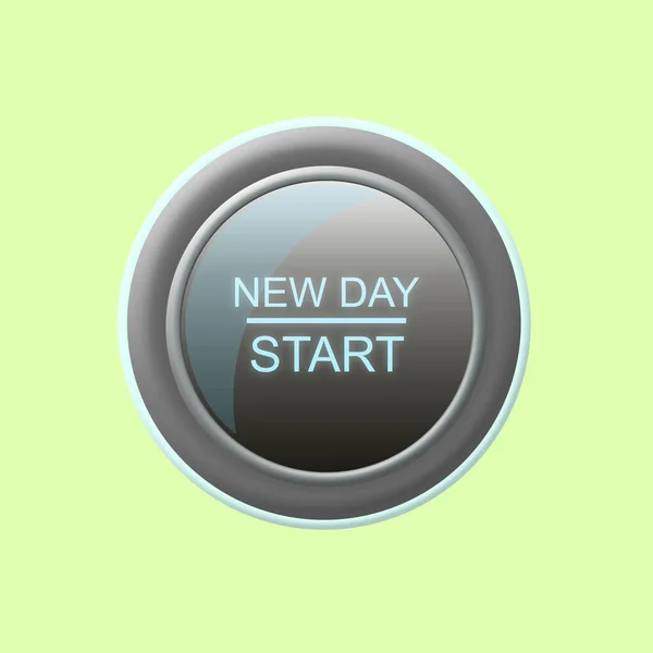 New Day Start Button Isolated Green Background New Life Concept — Stock Photo, Image