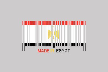 Made in Egypt. Barcode in the form of the flag of Egypt. Isolated on a gray background. Business