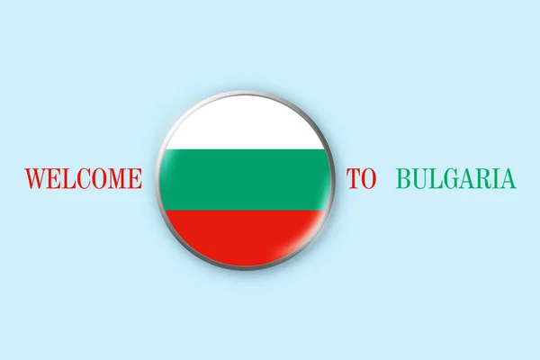 Badge Flag Bulgaria Blue Background Illustration Welcome Bulgaria Travel Business — Stockfoto