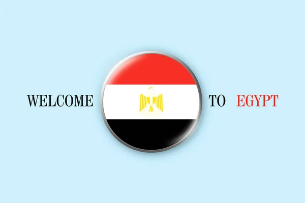 Badge Flag Egypt Blue Background Illustration Welcome Egypt Travel Business — Stockfoto