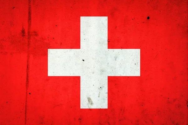 Flaga Szwajcarii Betonowej Ścianie Europa Flagi — Zdjęcie stockowe