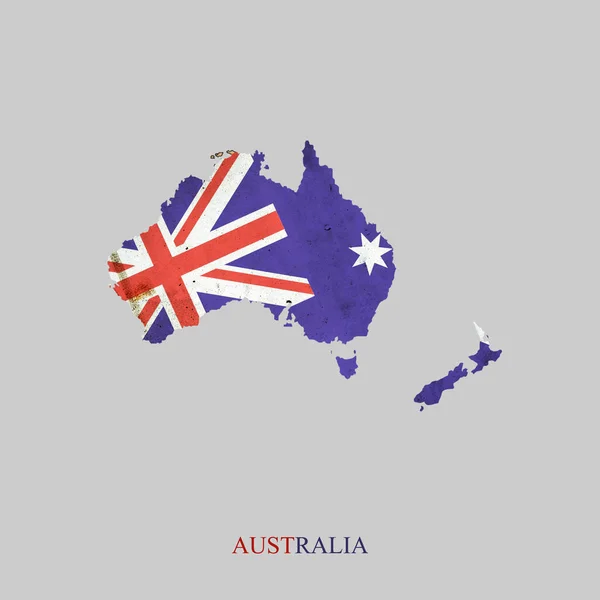 Bandera Australia Forma Mapa Australia Aislado Sobre Fondo Gris —  Fotos de Stock