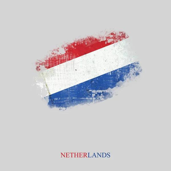 Grunge Vlag Van Nederland Geïsoleerd Grijze Achtergrond Vlag — Stockfoto