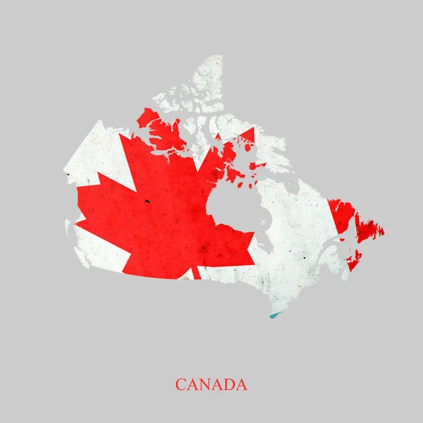 Kanada Bayrağı Kanada Haritası Şeklinde Gri Bir Arkaplanda Izole Edilmiş — Stok fotoğraf
