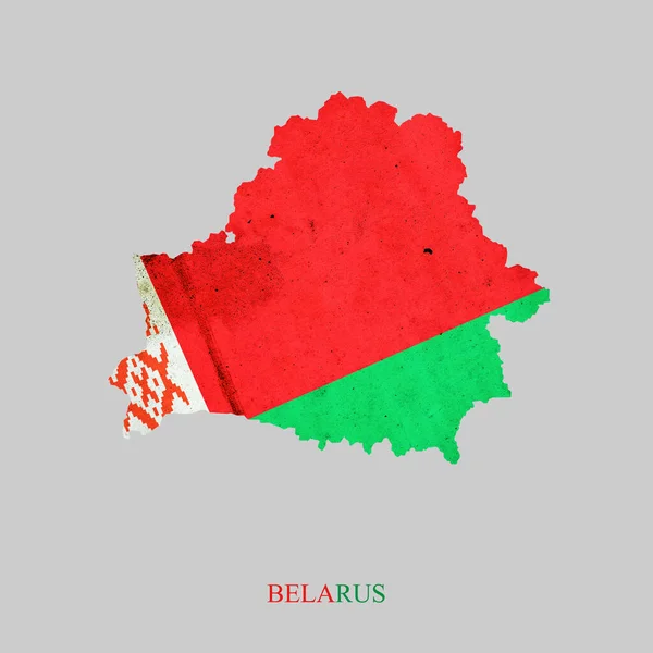 以白俄罗斯地图为形式的白俄罗斯国旗 在灰色背景下被隔离 — 图库照片