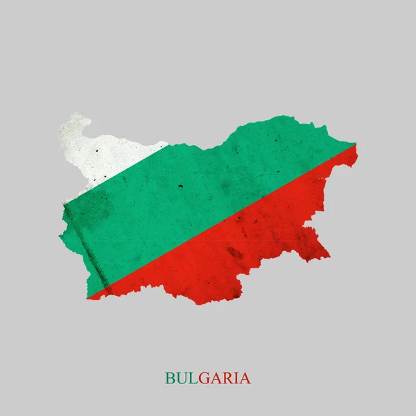 Bulgaria Flag Form Map Bulgaria Isolated Grey Background — Stock Photo, Image