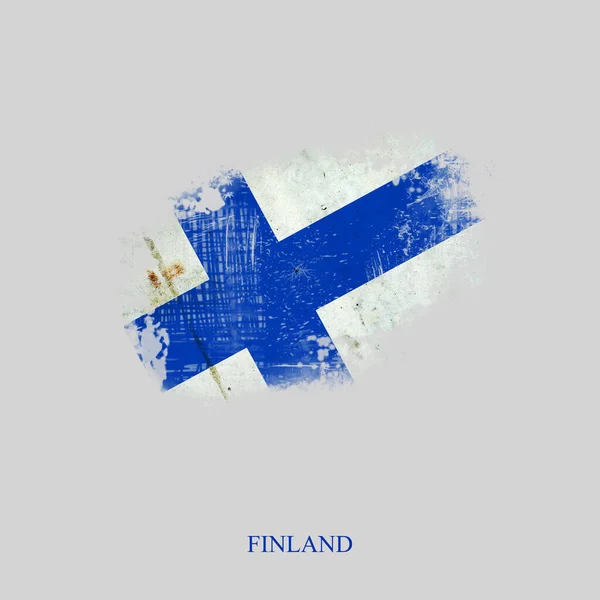 Grunge Vlag Van Finland Geïsoleerd Grijze Achtergrond Vlag — Stockfoto