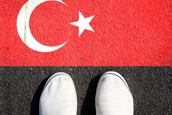 Zapatillas Bandera Turquía Vista Desde Arriba Viajes —  Fotos de Stock