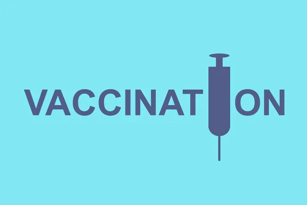 Vacunación. La inscripción sobre un fondo azul. Icono de jeringa. Vacuna contra el Coronavirus. COVID-19. Protección contra virus. —  Fotos de Stock