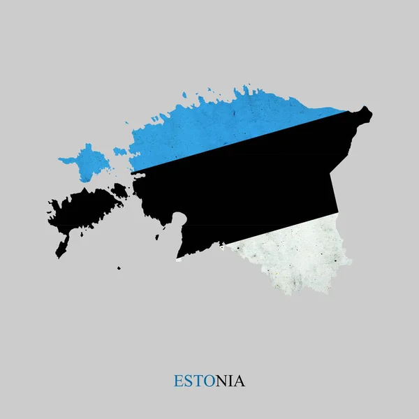以爱沙尼亚地图的形式悬挂爱沙尼亚国旗。被隔离了 — 图库照片