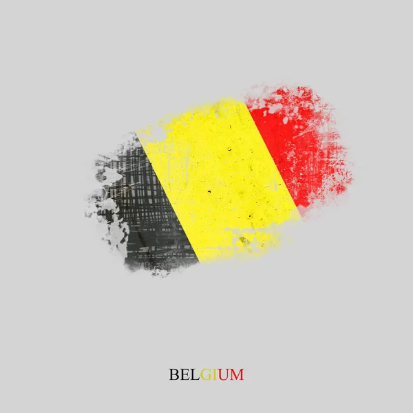Bandiera Grunge Del Belgio. Isolato su sfondo grigio — Foto Stock