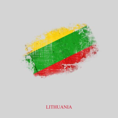 Litvanya 'nın Grunge Bayrağı. Gri Arkaplan Bayrağında İzole Edildi