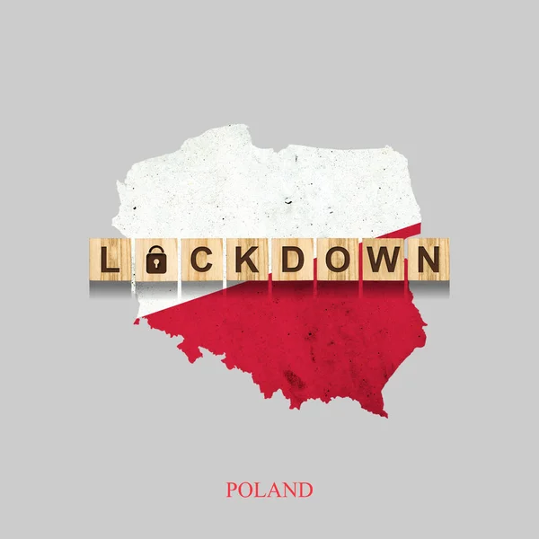 Isolamento Polonia Iscrizione Blocchi Legno Sullo Sfondo Della Mappa Della — Foto Stock