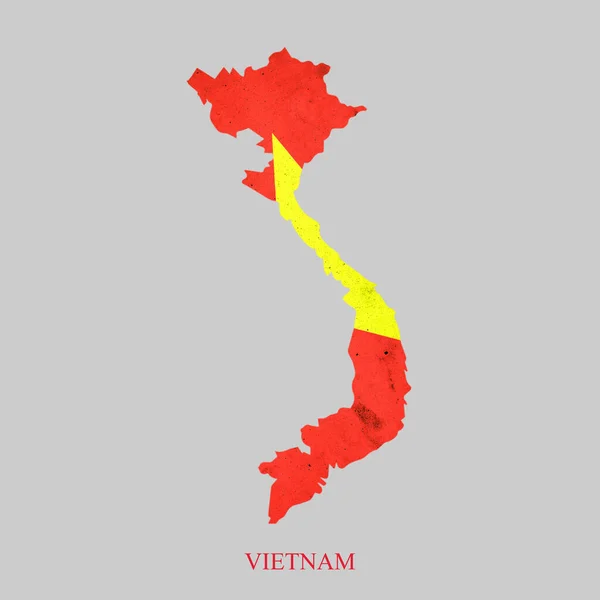 Bandeira Vietname Sob Forma Mapa Vietname Isolado Sobre Fundo Cinzento — Fotografia de Stock