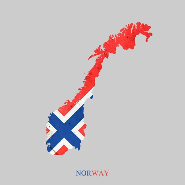 Norwegen Flagge Form Einer Landkarte Von Norwegen Isoliert Auf Grauem — Stockfoto