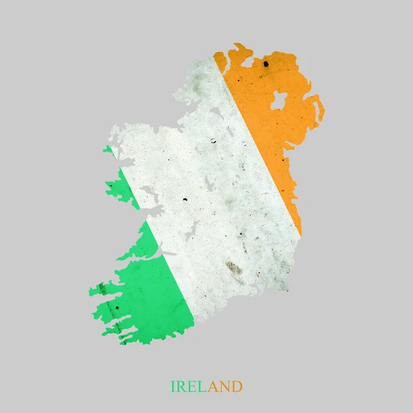 Ireland Flag Form Map Ireland Isolated Grey Background — Stock Photo, Image