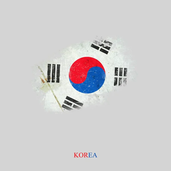 Bandeira Grunge Coreia Isolado Cinza Bandeira Fundo — Fotografia de Stock