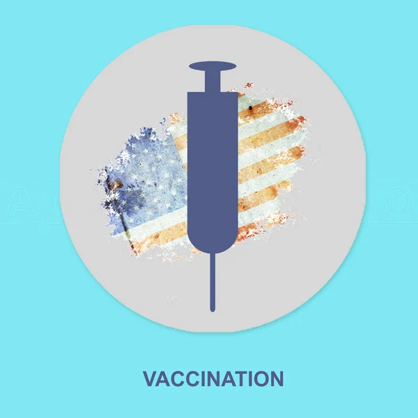 Syringe Vaccination Background Flag America Icon Blue Background Isolated Vaccination — Stock Photo, Image