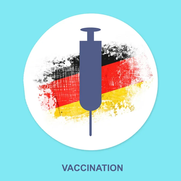 Icon Syringe Vaccination Background Flag Germany Coronavirus Covid Vaccine Isolated — Stock Photo, Image