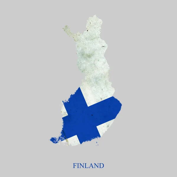 Finland Vlag Vorm Van Een Kaart Van Finland Geïsoleerd Een — Stockfoto