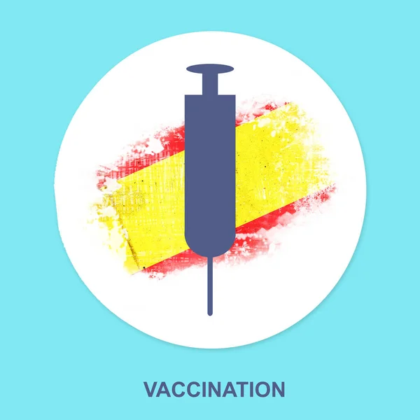 Syringe Vaccination Background Flag Spain Icon Blue Background Isolated Vaccination — Stock Photo, Image