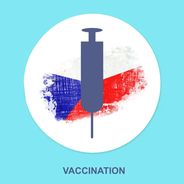 Vaccination Czech Republic Concept Vaccine Bottles Syringe Czech Republic Flag — Stock Photo, Image