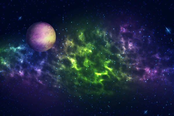 Abstract planet, beautiful, starry sky with nebula. 3D illustration Space background.