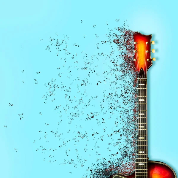 Guitarra Eléctrica Divide Partes Notas Efecto Dispersión Orientación Cuadrada Festivales — Foto de Stock
