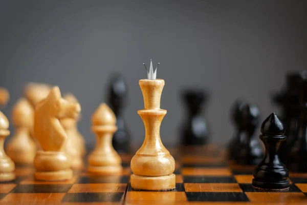 White Queen Chess Pieces Strategy Concept Victory Success Business Lifestyle — Stock Photo, Image