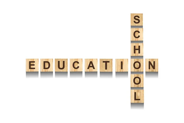 Education School Words Wooden Blocks Isolated White Background Education Concept — Stock Photo, Image