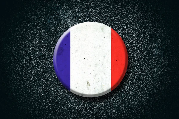 法国国旗黑色背景下的圆形徽章符号和符号 — 图库照片