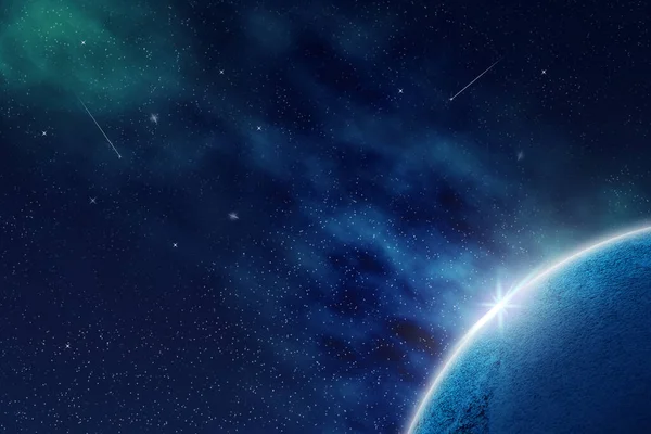 Абстрактна Блакитна Планета Космічному Небі Всесвіт Космічний Фон Тло — стокове фото