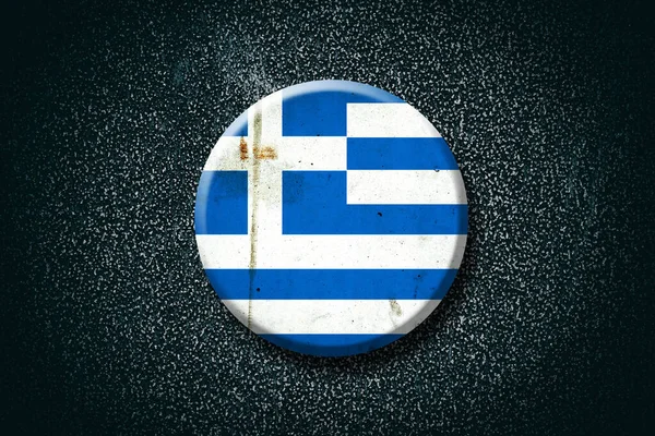 Greece Flag Badge Dark Background Signs Symbols Flags — Stock Photo, Image