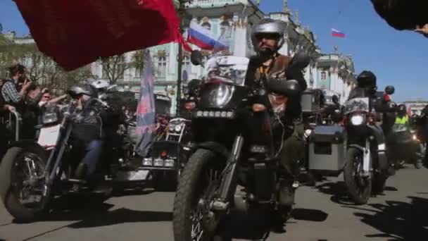 Bikers parade and show. Night Wolves MG Russia — Stock Video